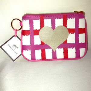 ❤️ NWT Dabney Lee cosmetic bag heart pink plaid ❤️